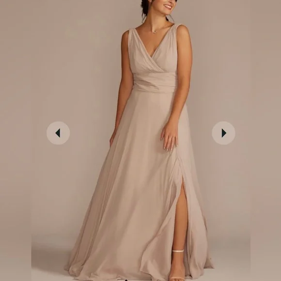 David's Bridal | Dresses | Chiffon Surplice Tank Bridesmaid Dress | Poshmark